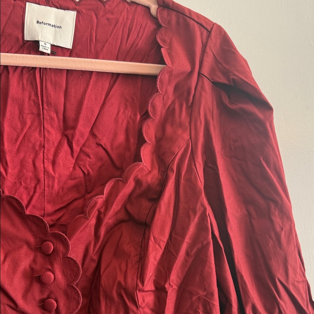 Reformation Size 8 Elianna Puff Shoulder Top in Chianti Button Front Enclosure - Picture 12 of 16